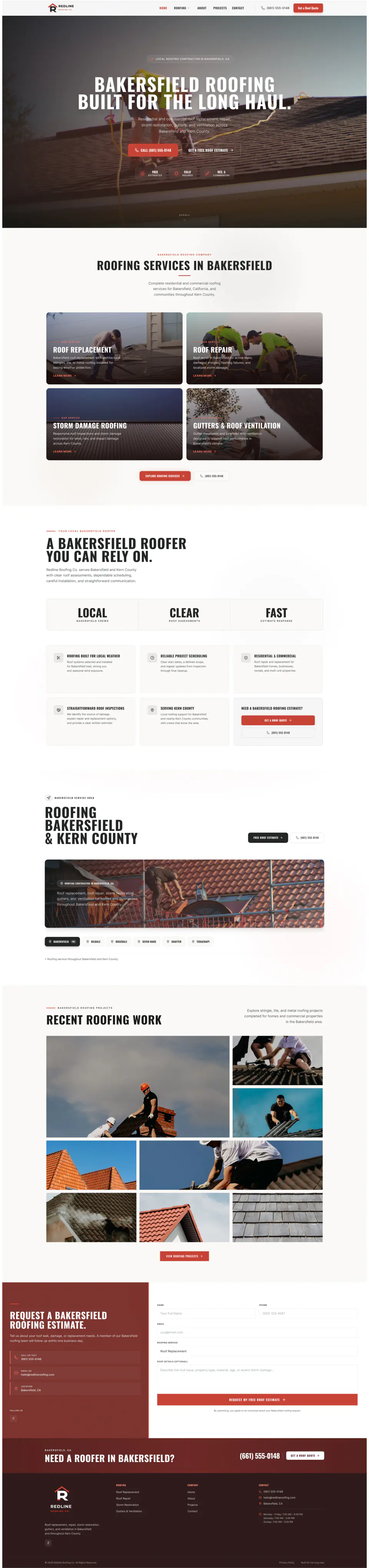 Redline Roofing contractor website concept