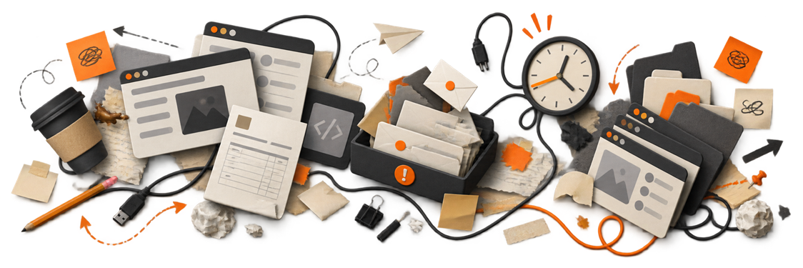 A scattered website workflow with many separate vendors