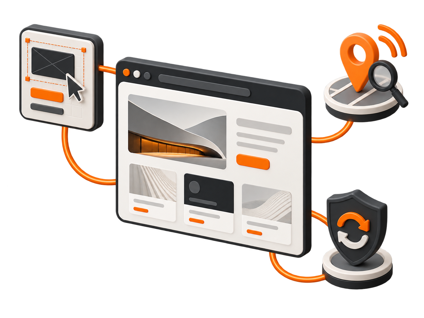 Connected website, search, and location system for contractor service areas